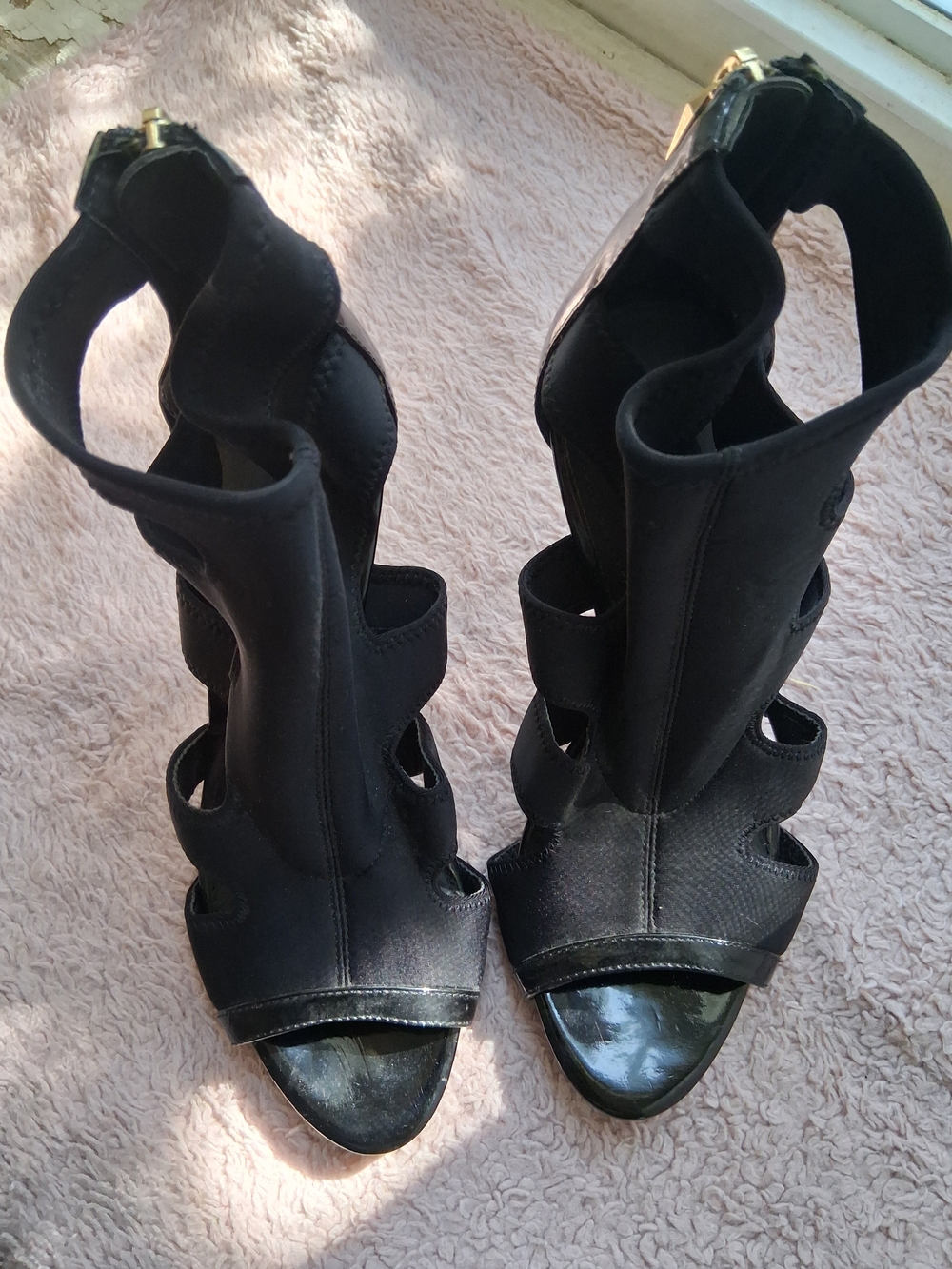 Calvin Klein Black Cutout Open-Toe Heels